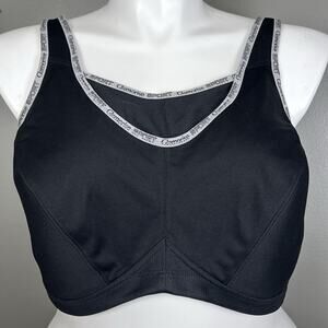 Glamorise 48C No Bounce Med Impact Cami Sports Bra #1066 Wire Free Black Gray